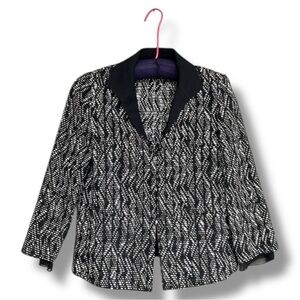 Lafayette 148 NY Belleve Black Ivory Woven
Textured Blazer Jacket Size 8